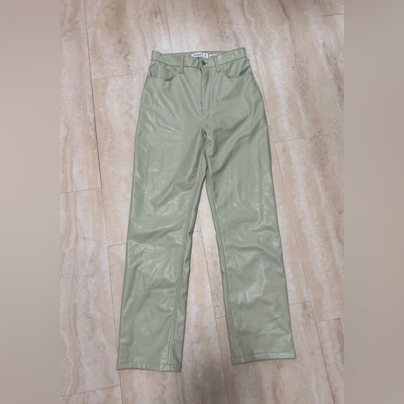 NWT ABERCROMBIE AND FITCH vegan leather mint green pants, 30โ (size 28) - Picture 3 of 6